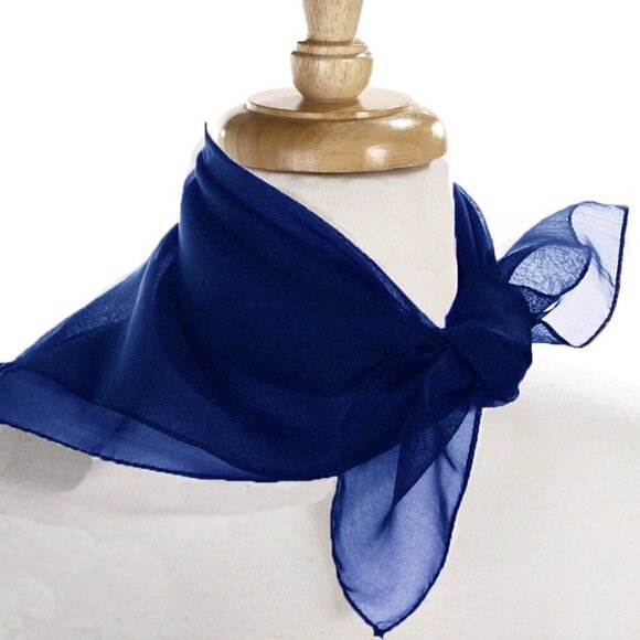 Royal Blue Sheer Chiffon Scarf 50s Style for Head Neck  21" Square - Hey Viv - Picture 4 of 8